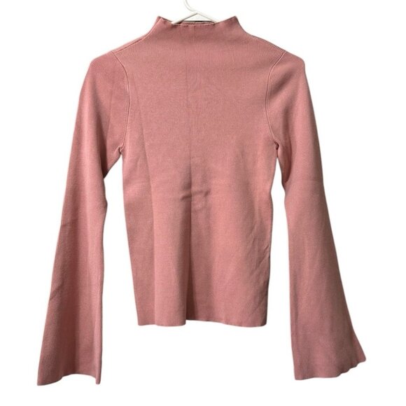Maeve The Arlowe? Pink Bell-Sleeve Mock Neck Scandinavian Style Sweater Sz Small - Picture 1 of 12